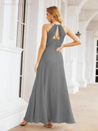 Vestidos de Damas de Honra Numbersea com Alças Duplas de Espaguete para Mulher Vestido Longo Formal para Festa com Fenda Lateral 28051