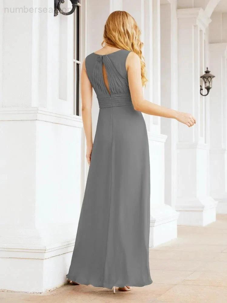 Formal Prom Gown Elegant V-Neck Sleeveless Bridesmaid Dresses for Wedding Party 28037 by numbersea