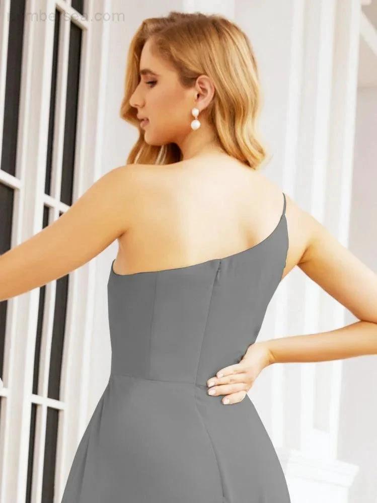 Numbersea Women's One Shoulder Formal Prom Gowns for Mother of The Bride Side Slit Bridesmaid Dresses 28052 by numbersea