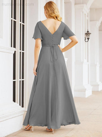 Numbersea Formal Prom Gowns for Mother of The Bride Short Sleeves Bridesmaid Dress 28049