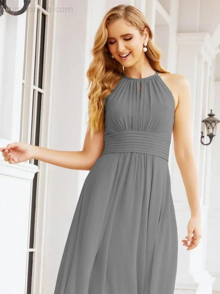 Numbersea Keyhole Bridesmaid Dresses Sleeveless Formal Evening Party Prom Gowns 28043 by numbersea