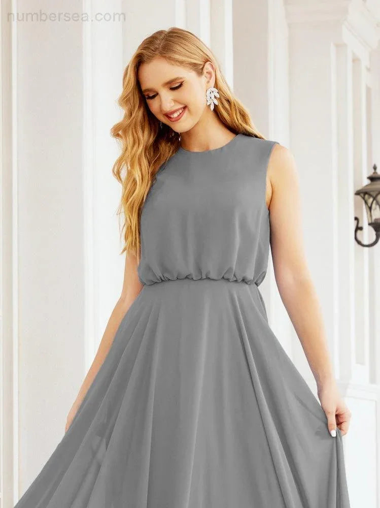 Numbersea Sleeveless Long Bridesmaid Dress A line Formal Evening Prom Gown 28025