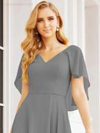 Numbersea Bridesmaid Dresses for Wedding Formal Evening Party Prom Gown with Cape 28050