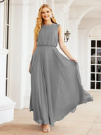 Numbersea Sleeveless Long Bridesmaid Dress A line Formal Evening Prom Gown 28025