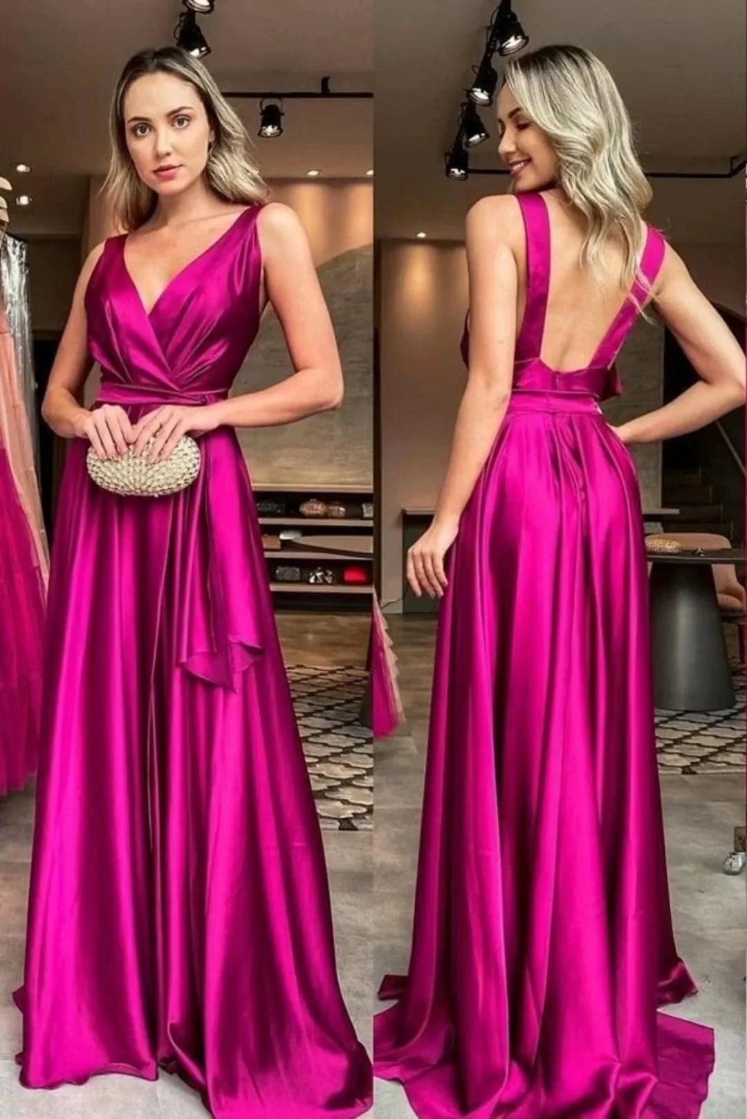 Sunnderly A-Line Satin Party Dresses SYP1 by vivymakudress
