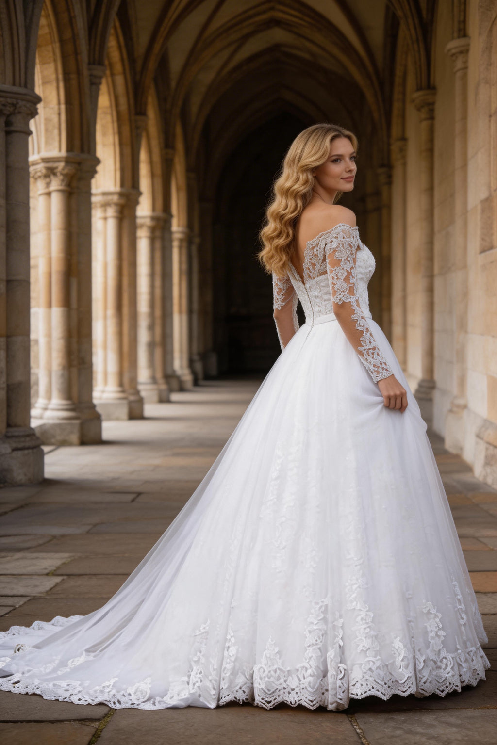 #002 2025 Sexy Off Shoulder Wedding Dresses Appliques Long Sleeve Bridal Gowns Vintage Vestidos De Noiva Mariage Plus Size Custom De by payinti