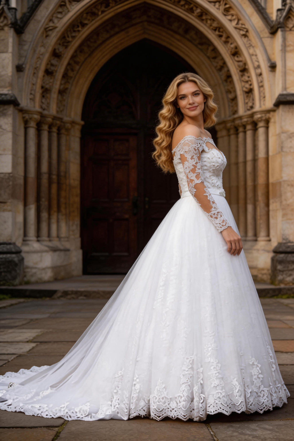 #002 2025 Sexy Off Shoulder Wedding Dresses Appliques Long Sleeve Bridal Gowns Vintage Vestidos De Noiva Mariage Plus Size Custom De by payinti