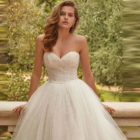 Sexy Sweetheart Wedding Dresses Strapless For Women Modern Backless Chapel Train Tulle Bride Gowns Vestidos De Novia 2022