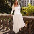 Simple Long Sleeves Wedding Dresses For Women 2022 Modest Square Neck Bride Gowns A Line Marriage Vestido De Noiva Robe فست by payinti