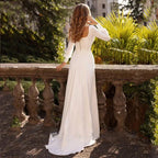Simple Long Sleeves Wedding Dresses For Women 2022 Modest Square Neck Bride Gowns A Line Marriage Vestido De Noiva Robe فست by payinti
