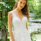 Vestido De Noiva A-Line V Neck Wedding Dress Top Lace Appliques Bridal Dress Custom Made Wedding Gown Sweep Train by payinti