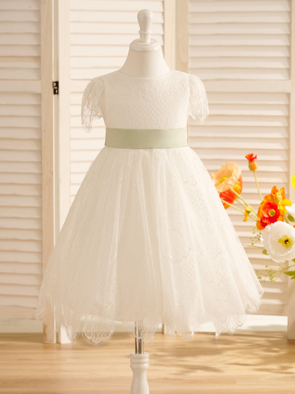 Lace Ivory First Communion Flower Girl Dress - photo 6