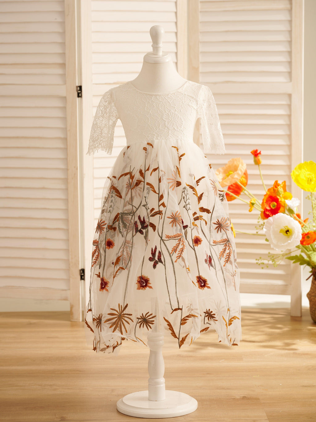 Tulle A-Line Full-Length Boho Flower Girl Dress - photo 1