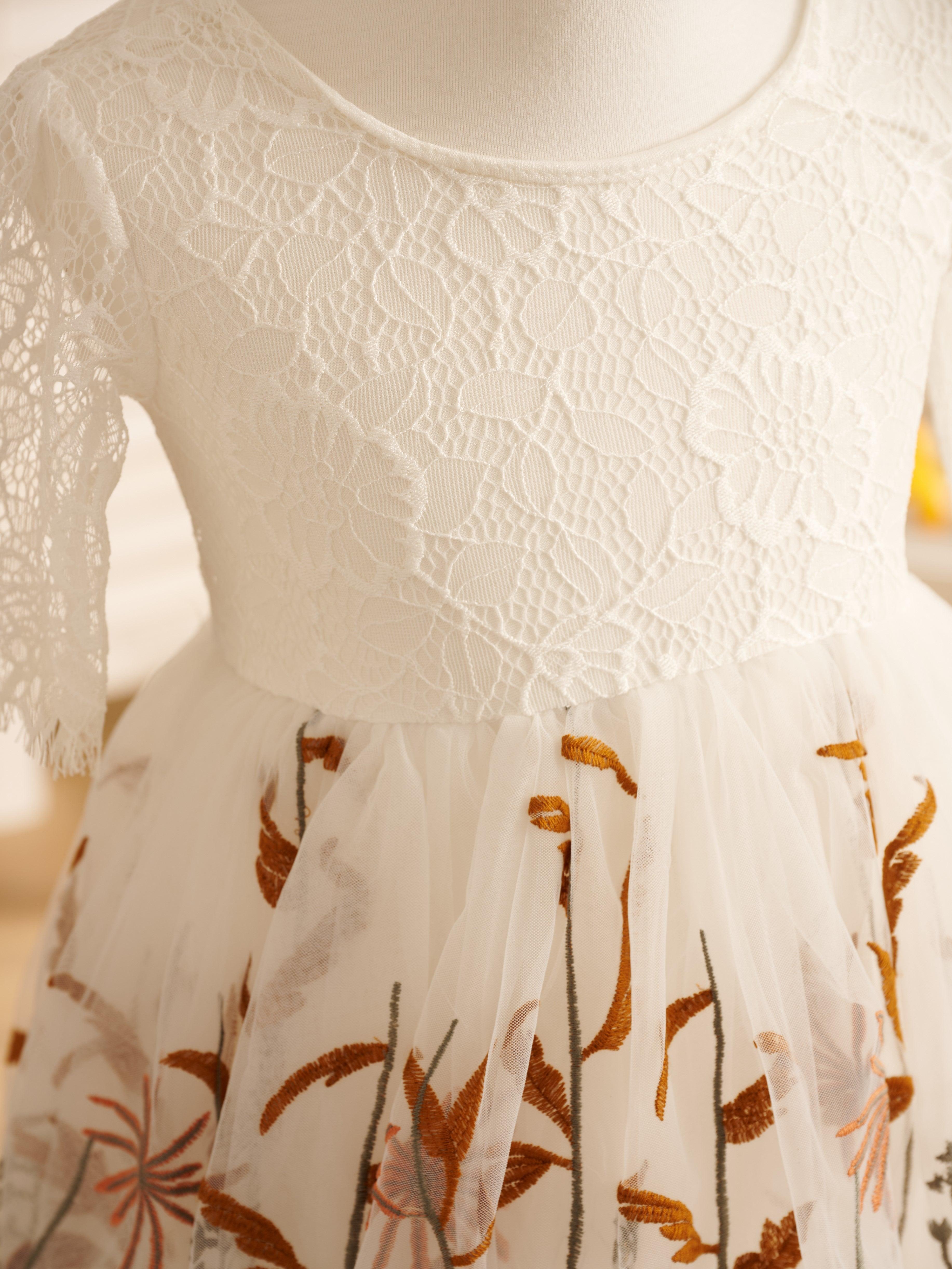 Tulle A-Line Full-Length Boho Flower Girl Dress - photo 3