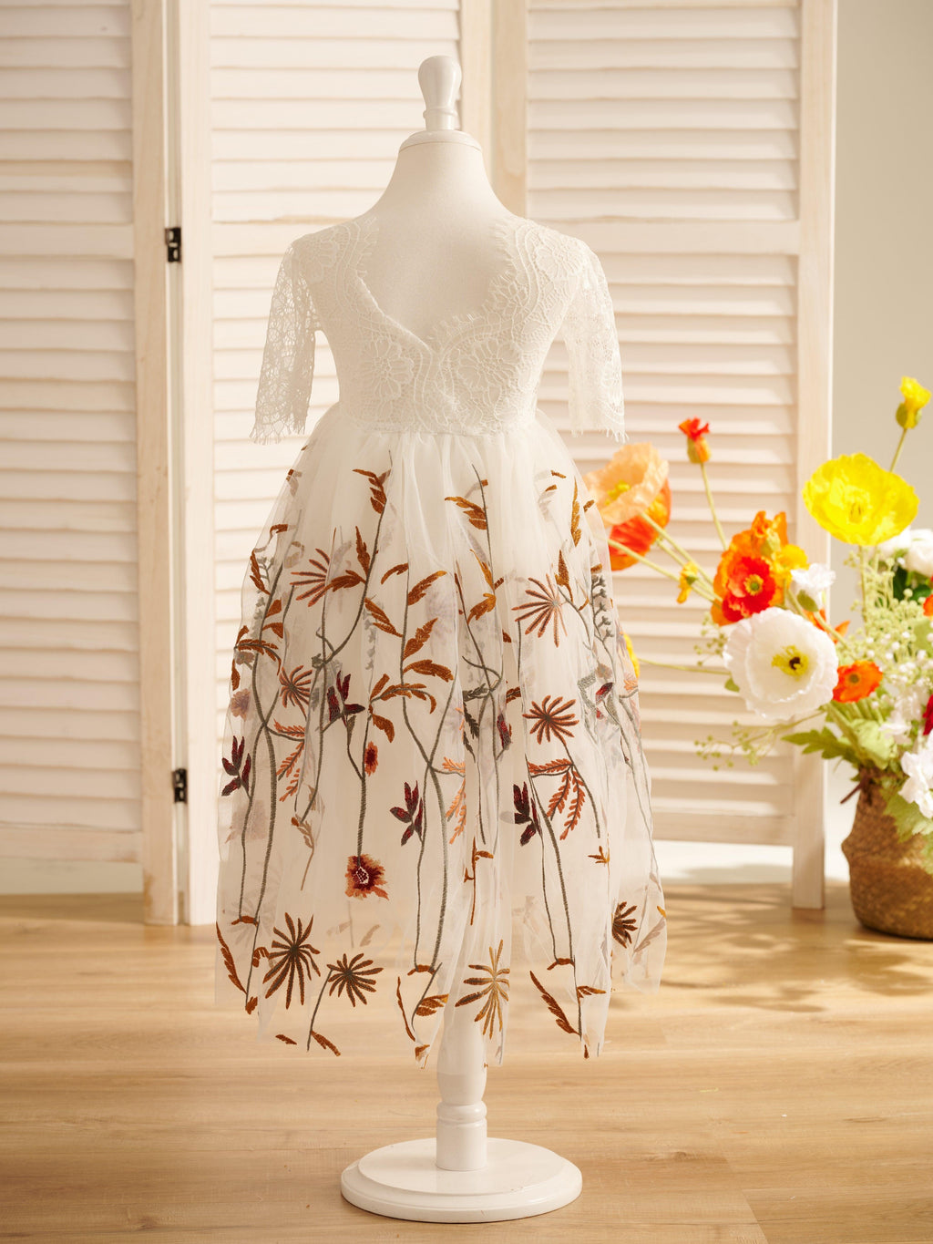 Tulle A-Line Full-Length Boho Flower Girl Dress - photo 2