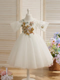 Tulle Organza Tea-length Flower Girl Dress - photo 1