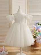 Tulle Organza Tea-length Flower Girl Dress - photo 3