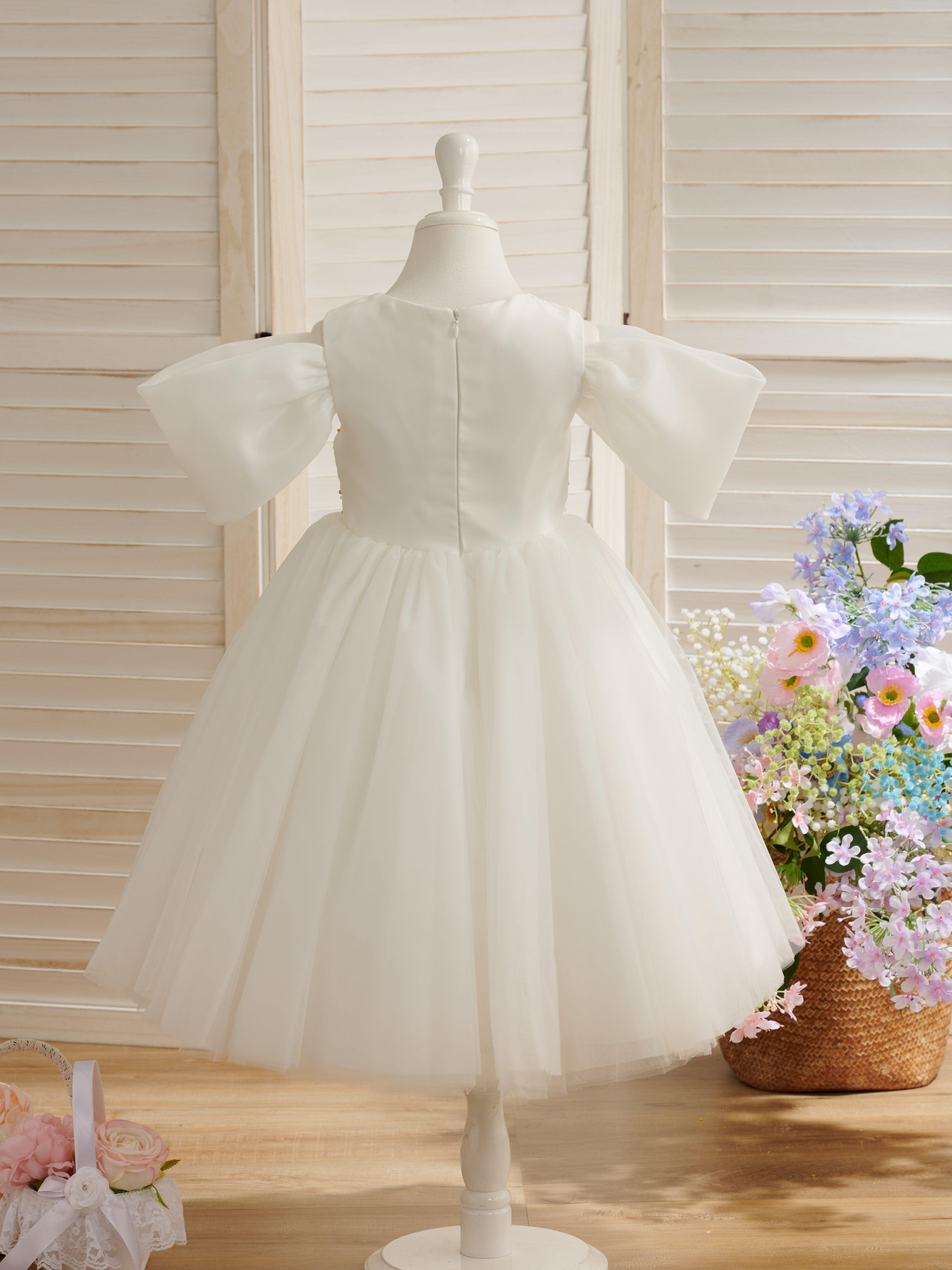 Tulle Organza Tea-length Flower Girl Dress - photo 3