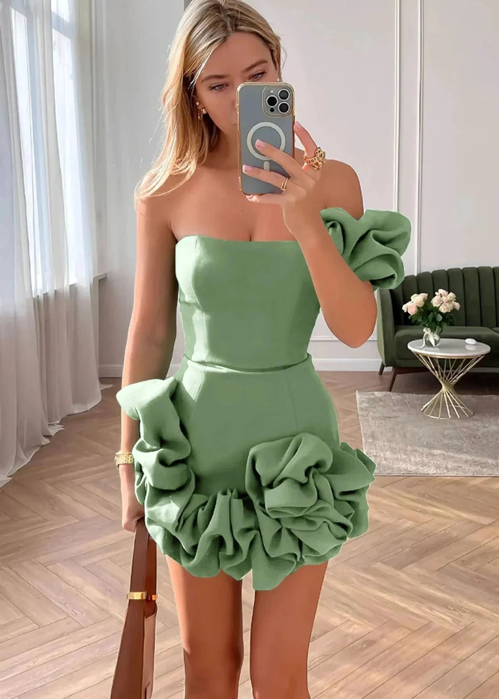 White Strapless Homecoming Dress With Ruffles by KissProm