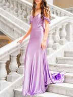 Persephone | Hot Pink Floral Straps Mermaid Satin Long Prom Dress by KissProm