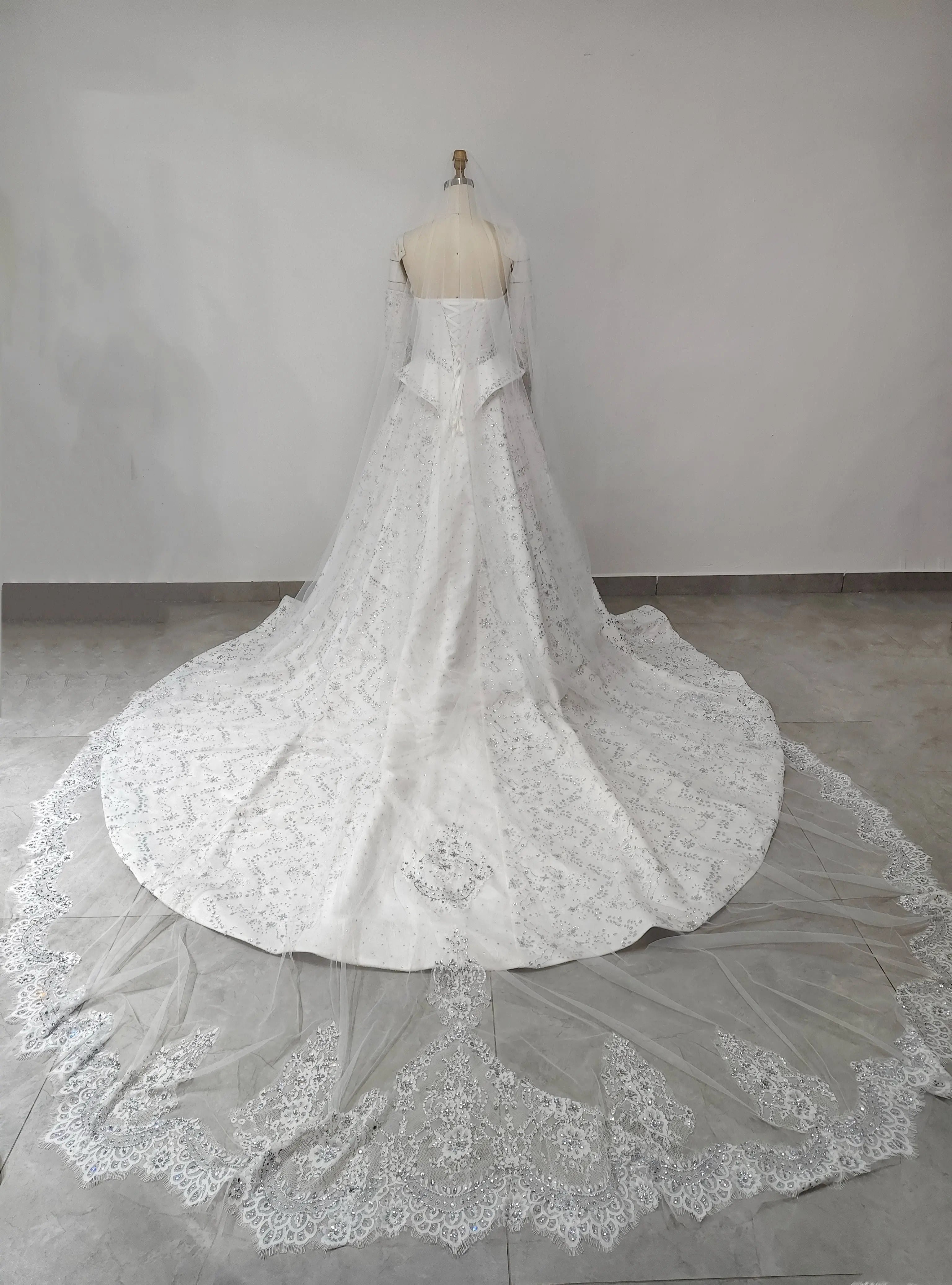 Luxury Off Shoulder Beaded Ball Gown Wedding Dress SW019