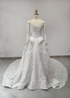 Luxury Off Shoulder Beaded Ball Gown Wedding Dress SW019