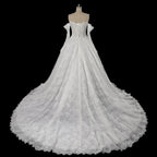 Off White Luxury Ball Gown Wedding Dress Beaded With Veil SW715