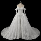Off White Luxury Ball Gown Wedding Dress Beaded With Veil SW715