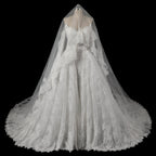 Off White Luxury Ball Gown Wedding Dress Beaded With Veil SW715