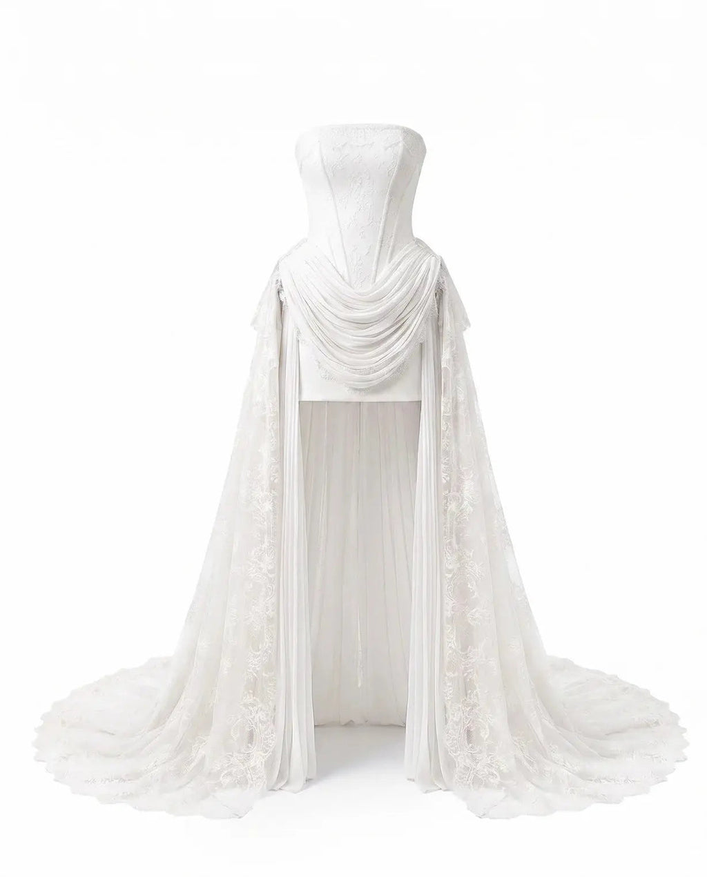 Strapless Corset Wedding Dresses with High-Low Lace Train SW240
