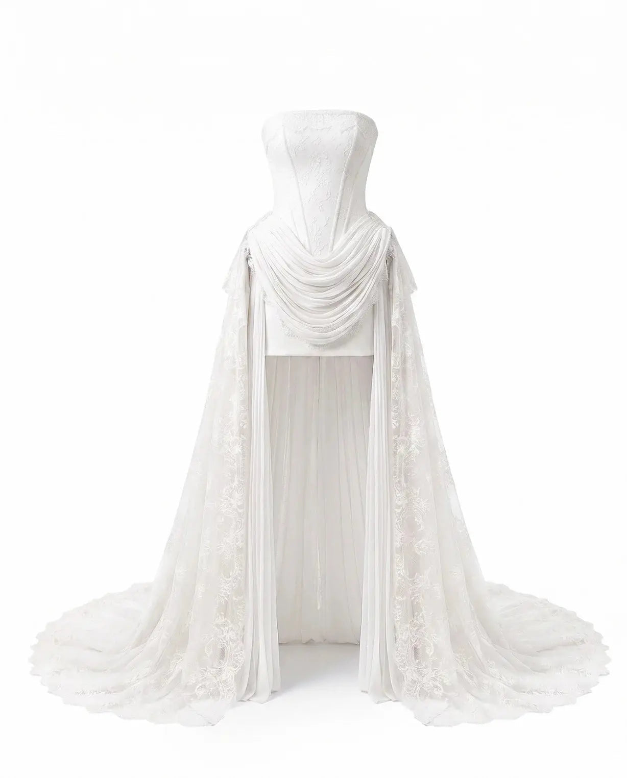 Strapless Corset Wedding Dresses with High-Low Lace Train SW240