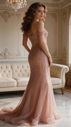 Navy Chiffon Bridesmaid Gown With Flutter Sleeves by ZAPDRESS