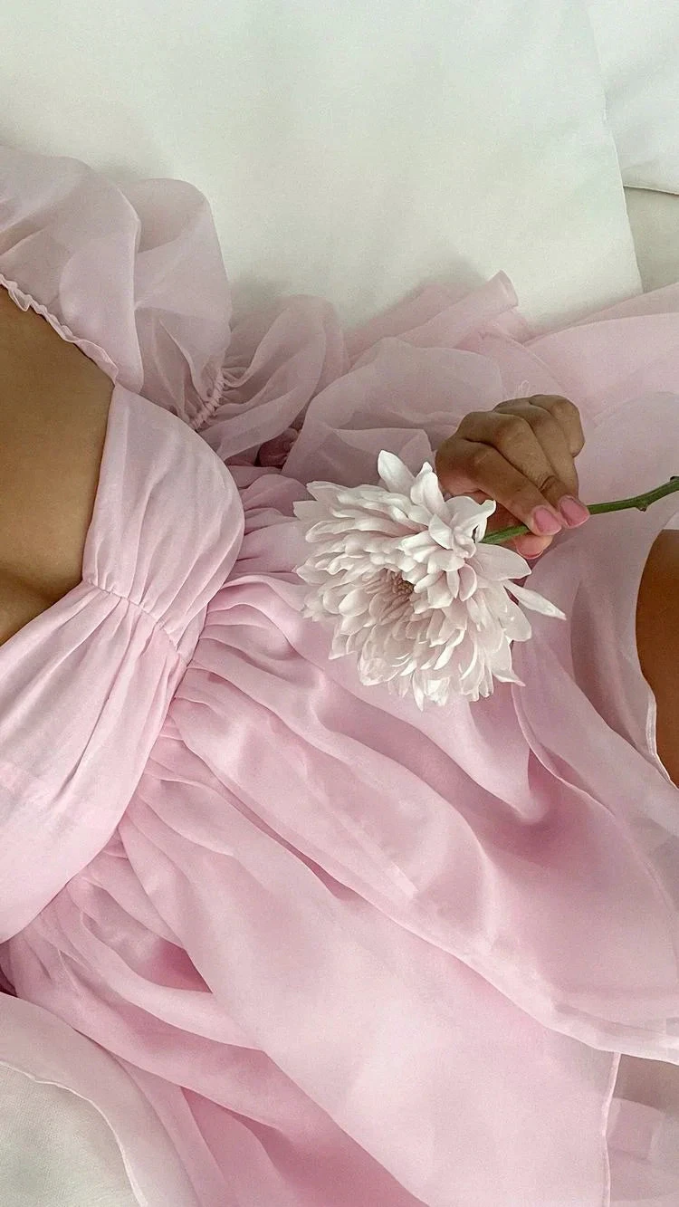 Pink A-line Puffy Dress Pink Homecoming Dress Y2428 by simplepromdress