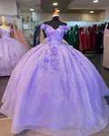 Shiny Off The Shoulder Ball Gown with 3D Flowers Sweet 16 Dress Y4351 by simplepromdress