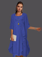 Two Piece A-Line Chiffon Lace Sleeveless Jacket Dresses with Pleats Appliques by Dreamylily