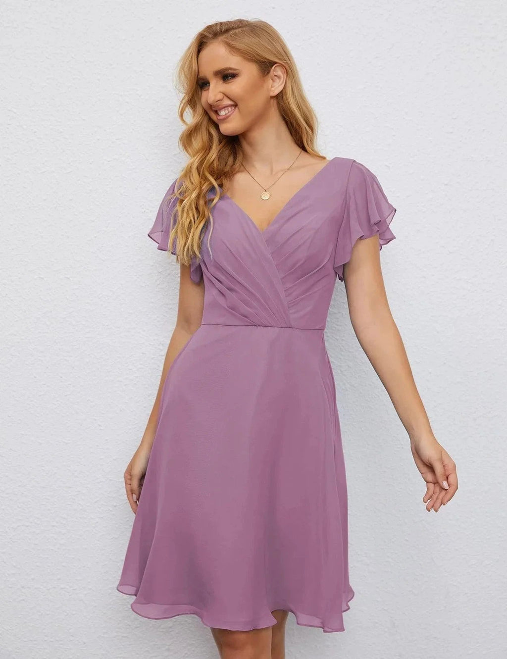 Numbersea U Back Homecoming Dress Formal Prom Dress Knee Length Short Sleeves Cocktail Party Dress 28077 by numbersea