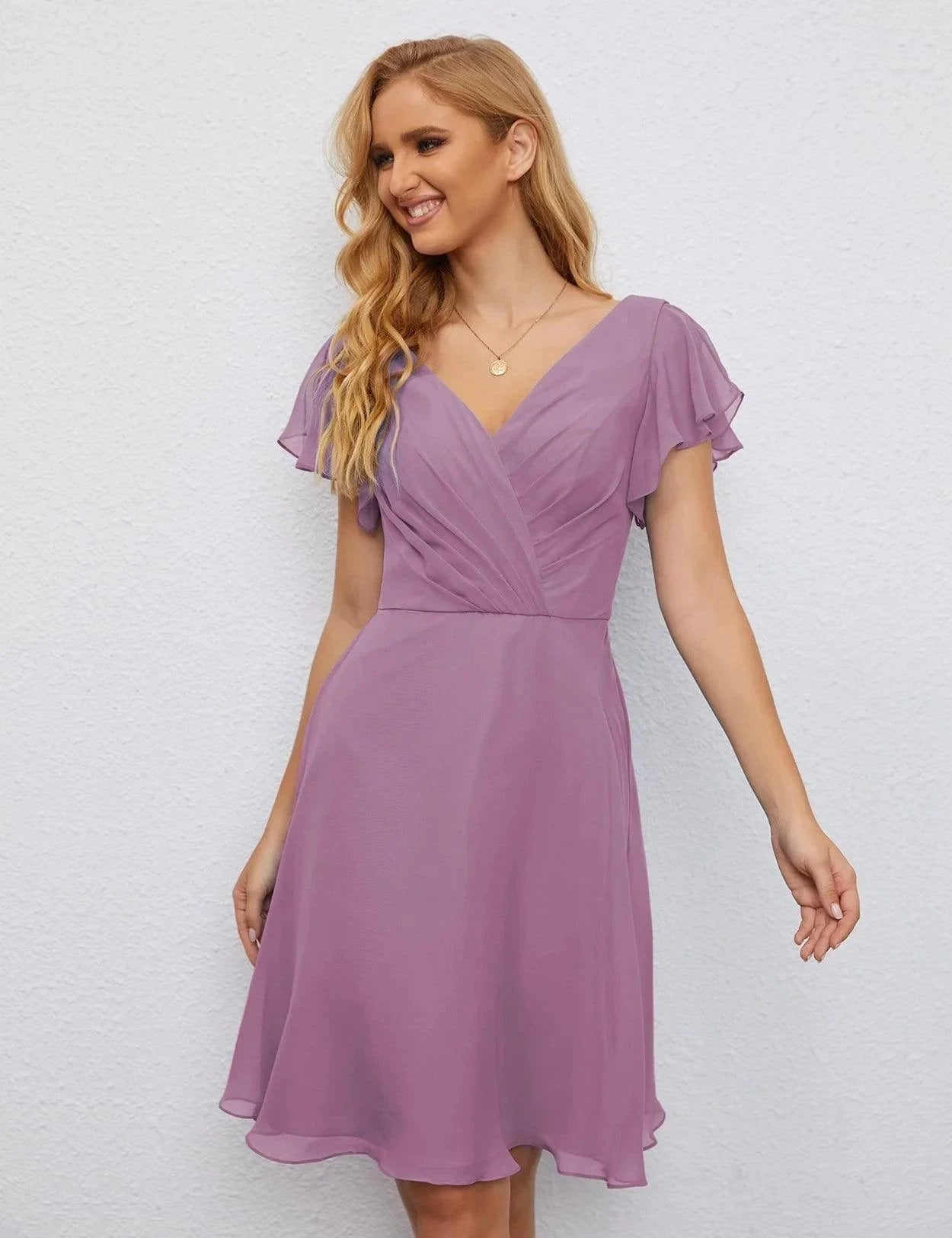 Numbersea U Back Homecoming Dress Formal Prom Dress Knee Length Short Sleeves Cocktail Party Dress 28077 by numbersea