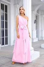 Ladies Chiffon One Shoulder Bridesmaid Evening Dress Wedding Party Evening Dress 28133 by numbersea