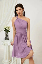 Numbersea Women Chiffon Short One Shoulder Bridesmaid Dress Formal Dresses for Party Homecoming 2804 by numbersea