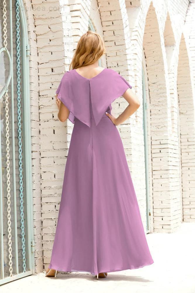 Numbersea Mother of The Bride Dresses Plus Size V-Neck Floor Length Formal Prom Dress for Wedding Guest 28020 by numbersea