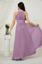 Numbersea Formal Party Gown Dress Chiffon Halter Long Sleeveless Bridesmaid Dresses 2802 by numbersea