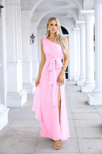 Ladies Chiffon One Shoulder Bridesmaid Evening Dress Wedding Party Evening Dress 28133 by numbersea