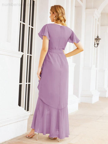 Numbersea Ruffled Bridesmaid Dresses Mermaid Formal Violin Evening Party Prom Gowns 28042