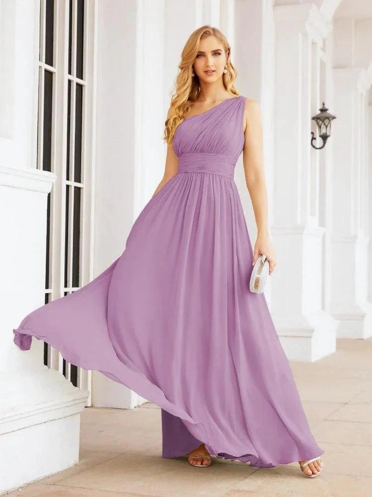 Numbersea One Shoulder Bridesmaid Dresses Long Maxi Formal Evening Party Prom Gowns 28061 by numbersea