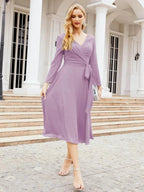 Bridesmaid Dress V-Back Waist Belt Mother of the Bride Wedding Guest SY28031 by numbersea