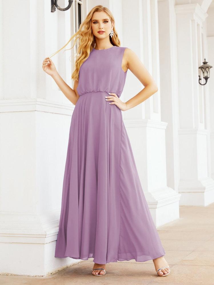 Numbersea Sleeveless Long Bridesmaid Dress A line Formal Evening Prom Gown 28025