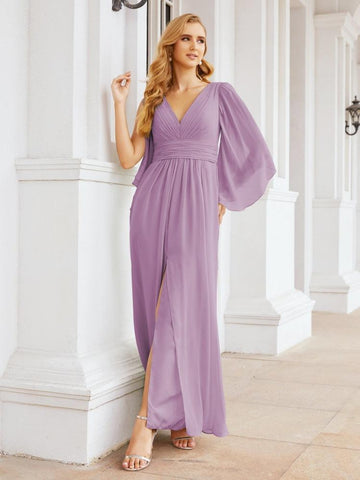 Numbersea Bridesmaid Dresses with Split for Wedding Party Flutter Sleeves 28045