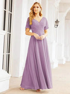 Numbersea Formal Prom Gowns for Mother of The Bride Short Sleeves Bridesmaid Dress 28049 by numbersea
