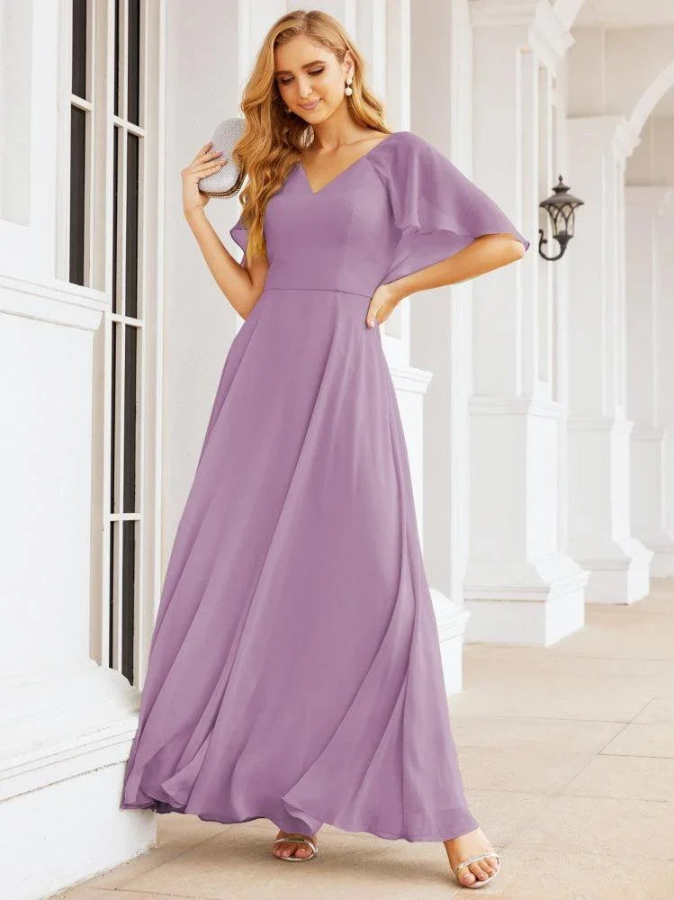Numbersea Bridesmaid Dresses for Wedding Formal Evening Party Prom Gown with Cape 28050