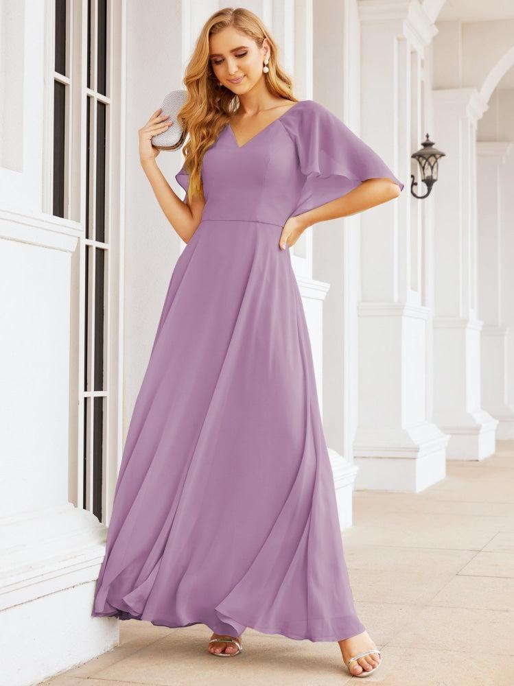 Numbersea Bridesmaid Dresses for Wedding Formal Evening Party Prom Gown with Cape 28050
